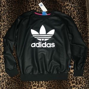 Original Adidas leather like sweater NWT